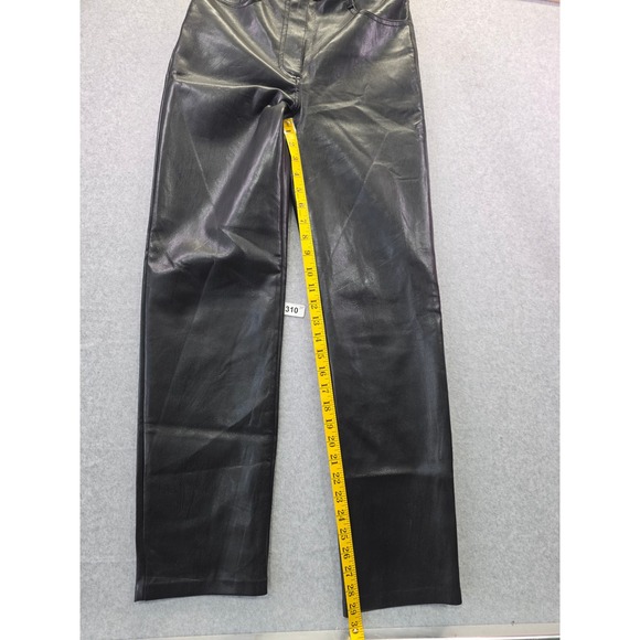 Wilfred Aritzia Black Vegan Leather Straight Leg Pants Size 2 High Rise Pants - Picture 10 of 15